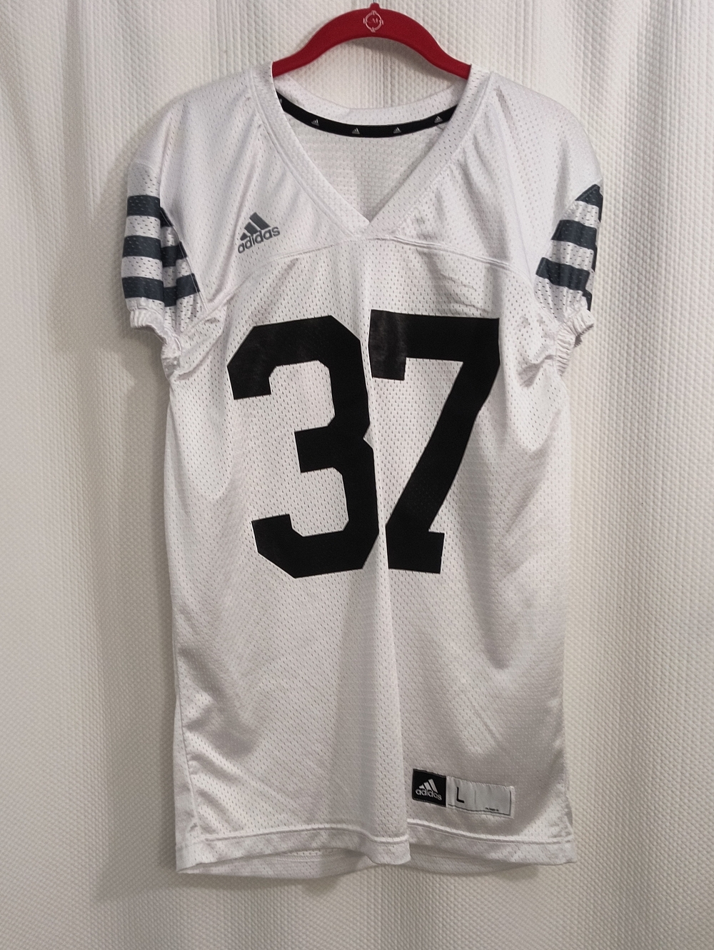 adidas White Jersey with Black Number 37  Youth Boys
